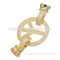 gold plated peace shape CZ micro pave custom jewelry clasp lock